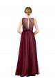 Keyhole Back Burgundy A-Line Boat Neck Long Semi Formal Evening Dress / Bridesmaid Dress Hobart