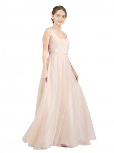 Open Back Pink A-Line Scoop Neck Long Semi Formal Evening Dress / Bridesmaid Dress Hobart