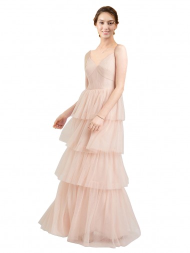 Pink A-Line V-Neck Long Semi Formal Evening Dress / Bridesmaid Dress Hobart