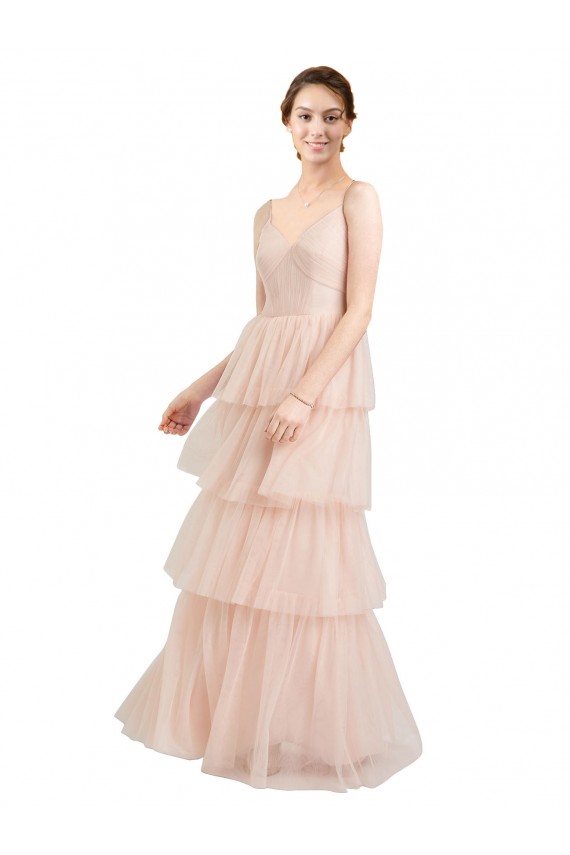 Pink A-Line V-Neck Long Semi Formal Evening Dress / Bridesmaid Dress Hobart