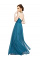 Open Back Teal Green A-Line High Neck Long Bridesmaid Dress Hobart