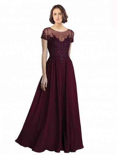 Burgundy Gold A-Line Jewel Neck Long Bridesmaid Dress Hobart