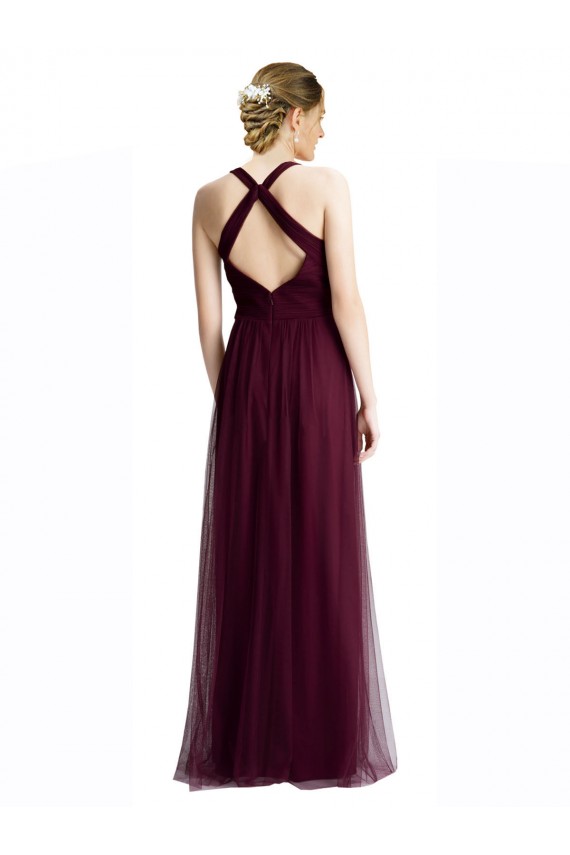 Keyhole Back Red A-Line V-Neck Long Bridesmaid Dress / Evening Dress Hobart