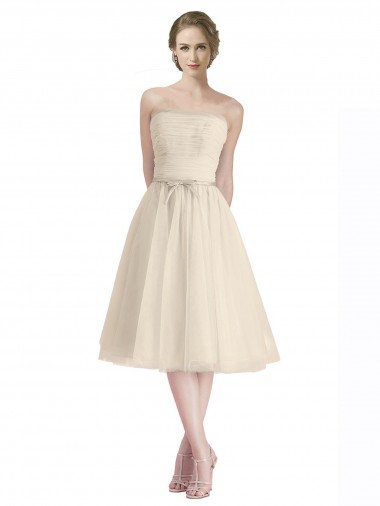 A-Line Strapless Cocktail Length Bridesmaid Dress Hobart