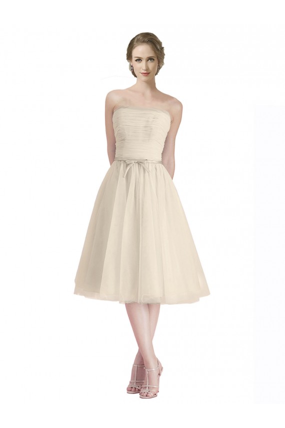 A-Line Strapless Cocktail Length Bridesmaid Dress Hobart