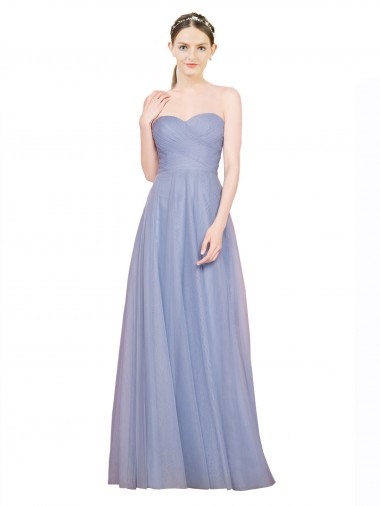Low Back Light Sky Blue A-Line Strapless Sleeveless Long Formal Dress / Bridesmaid Dress Hobart