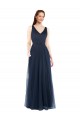 V-Back Dark Navy Sheath V-Neck Long Bridesmaid Dress Hobart