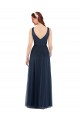 V-Back Dark Navy Sheath V-Neck Long Bridesmaid Dress Hobart