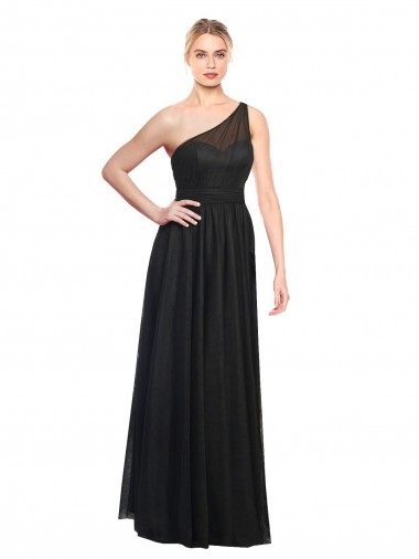 Black A-Line One Shoulder Long Bridesmaid Dress / Evening Dress Hobart