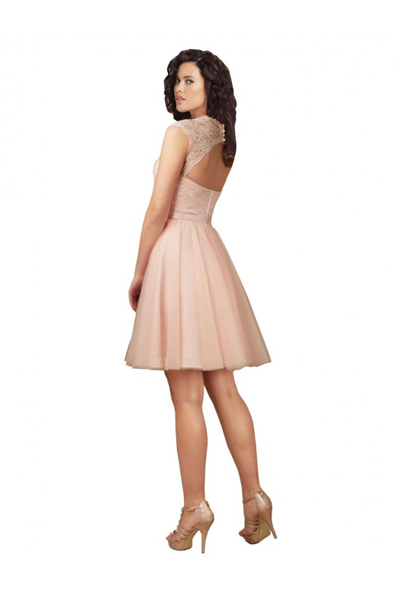 Keyhole Back A-Line Sweetheart Cap Sleeves Knee Length Bridesmaid Dress Hobart