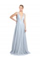 V-Back Light Sky Blue A-Line V-Neck Long Floor Length Bridesmaid Dress Hobart