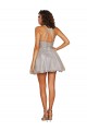 Open Back Silver A-Line Halter Neck Short Bridesmaid Dress Hobart