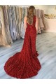 Burgundy Sheath One Shoulder Court Train Prom Dress Hobart