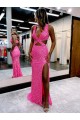 Shown Color Sheath V-Neck Long Sweep Train Evening Dress Hobart