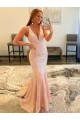 Shown Color Sheath V-Neck Sweep Train Evening Dress Hobart