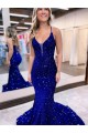 Royal Blue Mermaid V-Neck Court Train Prom Dress Hobart