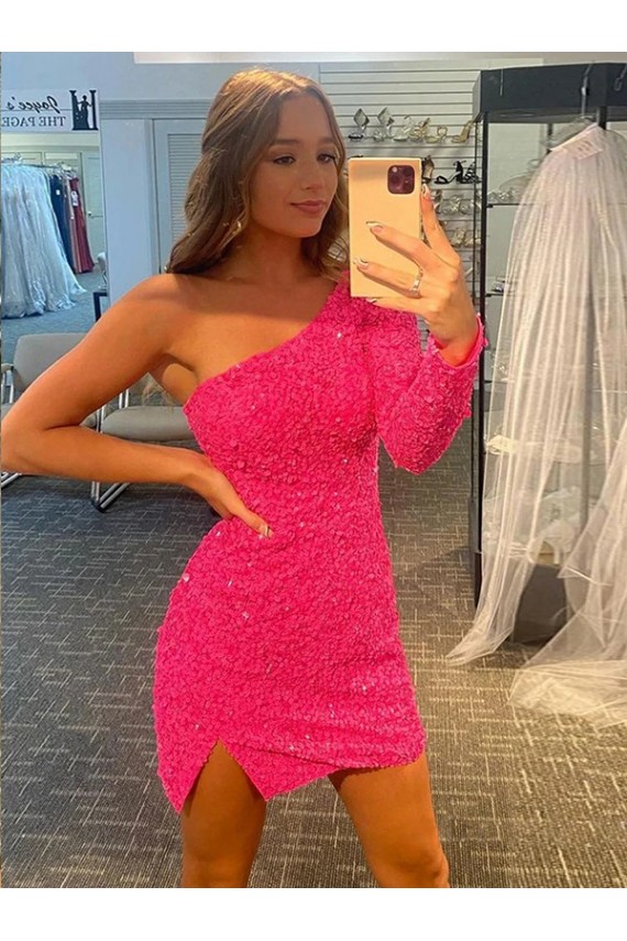 Shown Color Sheath One Shoulder Short Prom Dress / Evening Dress Hobart