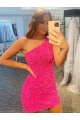 Shown Color Sheath One Shoulder Short Evening Gown Hobart