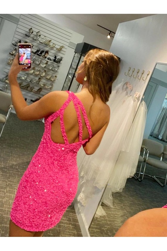 Shown Color Sheath One Shoulder Short Evening Gown Hobart
