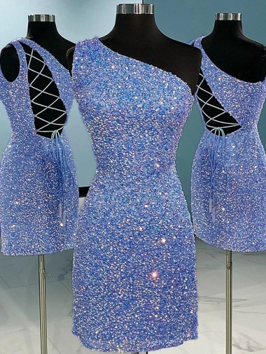 Shown Color Sheath One Shoulder Short Prom Dress Hobart