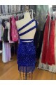Royal Blue Sheath One Shoulder Short Homecoming Dress Hobart