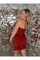 Burgundy Sheath Sweetheart Short Prom Dress Hobart