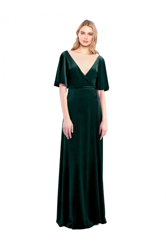 V-Back Dark Green A-Line V-Neck Long Prom Dress / Bridesmaid Dress Hobart