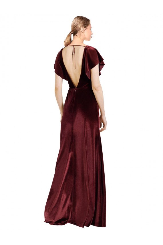 V-Back Burgundy A-Line V-Neck Long Prom Dress / Bridesmaid Dress Hobart