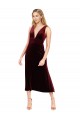 V-Back Burgundy A-Line V-Neck Midi Length Prom Dress / Bridesmaid Dress Hobart