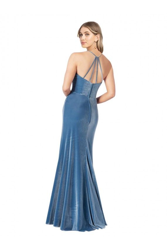 Open Back Black Sheath Jewel Neck Long Formal Evening Gown / Prom Dress / Bridesmaid Dress Hobart