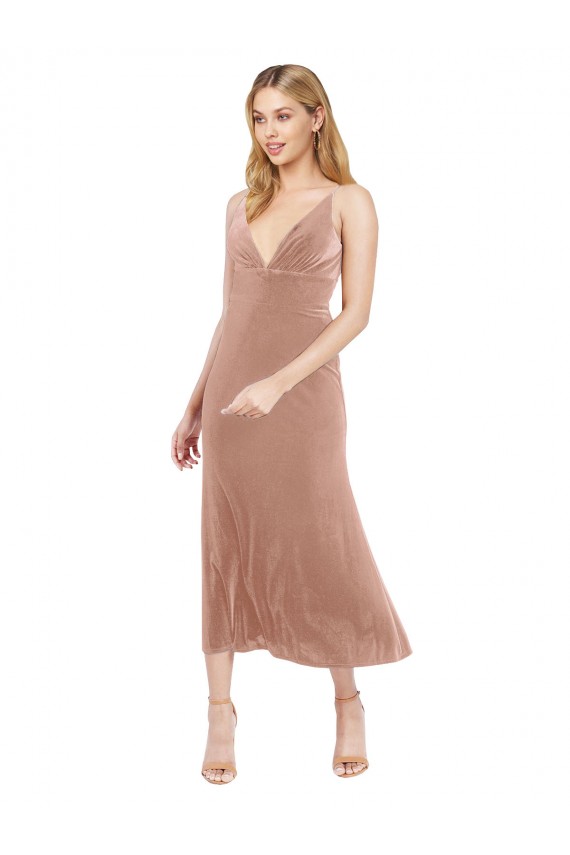 V-Back Pink A-Line V-Neck Midi Length Prom Dress / Bridesmaid Dress Hobart