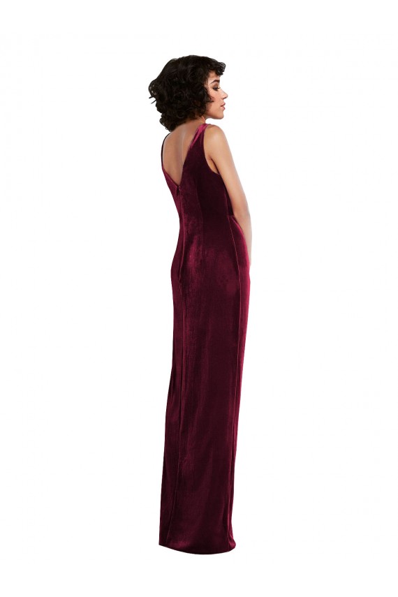 Burgundy Sheath V-Neck Long Semi Formal Evening Dress / Prom Dress / Bridesmaid Dress Hobart