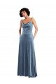 Open Back Dusty Blue Sheath Cowl Neck Long Semi Formal Evening Dress / Prom Dress / Bridesmaid Dress Hobart