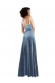 Open Back Dusty Blue Sheath Cowl Neck Long Semi Formal Evening Dress / Prom Dress / Bridesmaid Dress Hobart