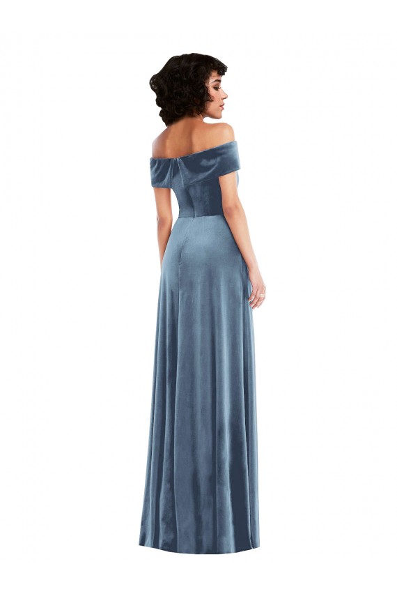 Dusty Blue A-Line Off the Shoulder Long Semi Formal Evening Dress / Prom Dress / Bridesmaid Dress Hobart