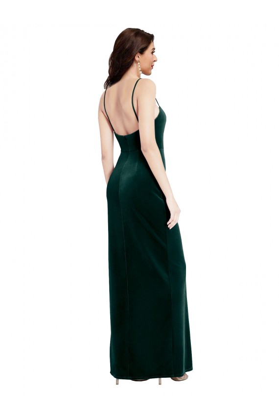 Low Back Dark Green Sheath Square Neck Long Prom Dress / Bridesmaid Dress Hobart