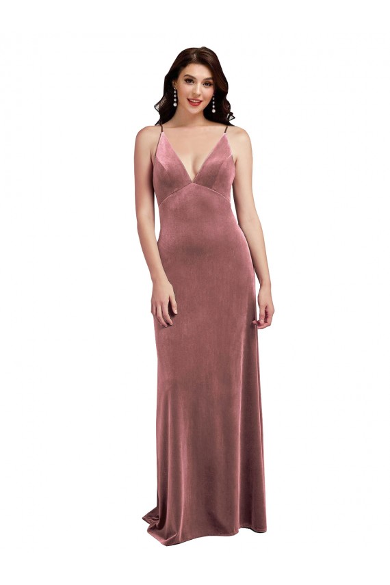 Low Back Cinnamon Rose A-Line V-Neck Long Formal Evening Gown / Prom Dress / Bridesmaid Dress Hobart