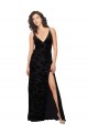 Open Back Black Sheath V-Neck Long Bridesmaid Dress Hobart
