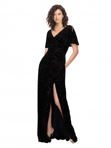 V-Back Black A-Line V-Neck Long Bridesmaid Dress Hobart
