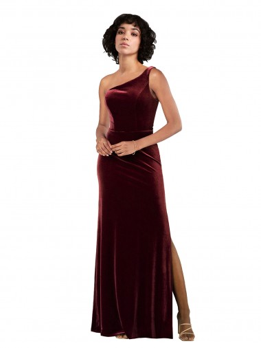 Burgundy Column One Shoulder Long Formal Evening Gown / Prom Dress / Bridesmaid Dress Hobart