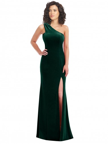 Dark Green Trumpet One Shoulder Long Black Tie Prom Dress / Bridesmaid Dress Hobart