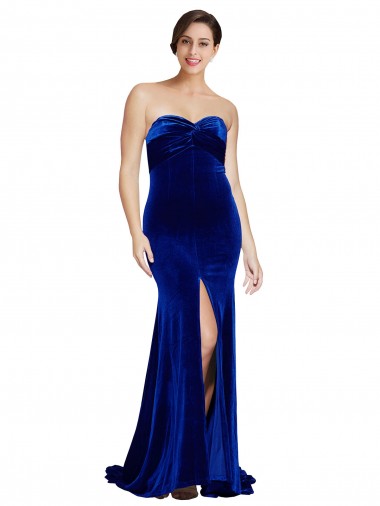 Low Back Royal Blue Mermaid Strapless Sweep Train Formal Evening Gown / Prom Dress / Bridesmaid Dress Hobart
