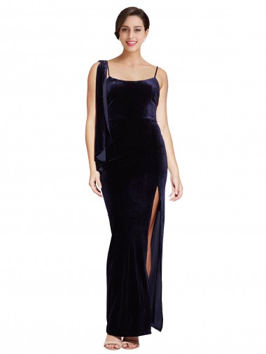 Low Back Dark Navy Sheath Square Neck Long Formal Evening Gown / Prom Dress / Bridesmaid Dress Hobart