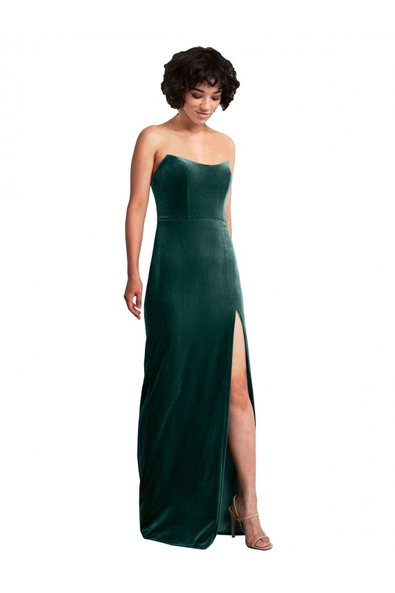 Low Back Dark Green Sheath Strapless Long Black Tie Evening Gown / Prom Dress / Bridesmaid Dress Hobart