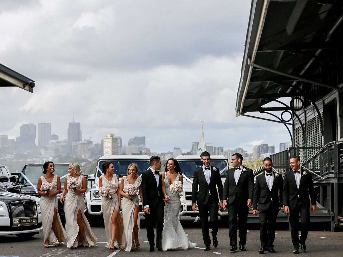 Full Length Luxe Chiffon Long Champagne bridesmaid dresses Hobart with Sexy High Slit and Front Ruffles